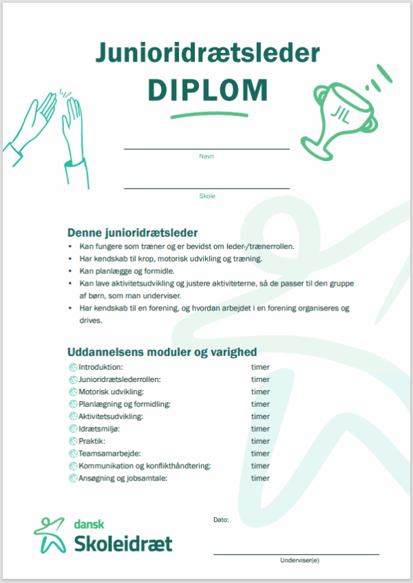 Junioridrætsleder diplomer